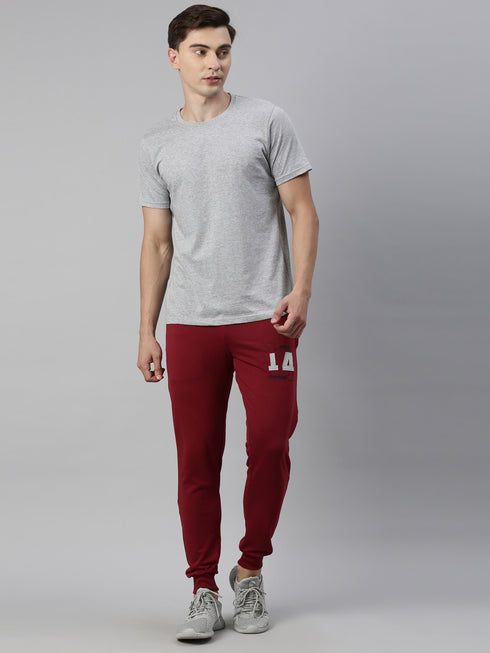 Grey & Maroon Solid Lounge Set